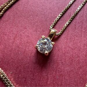 Gold plated Sterling silver Solitaire pendant Necklace